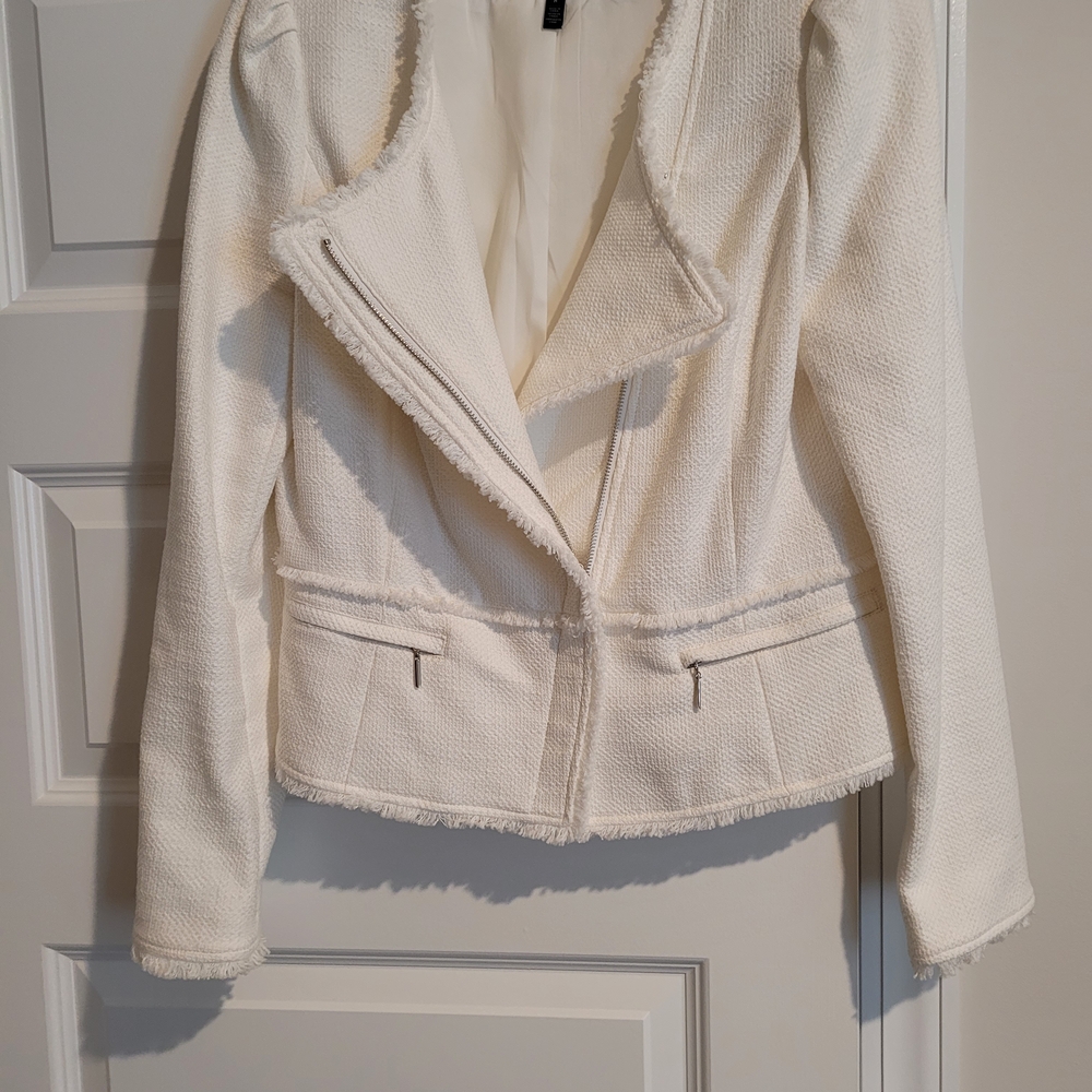 White House Black Market Off-White Textured Blazer